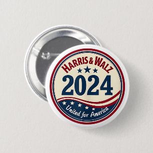 Harris Walz 2024 Kamala Harris Tim Waltz USA Flag 6 Cm Round Badge