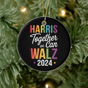 Harris Walz 2024 Kamala Together We Can LGBT Ceramic Tree Decoration