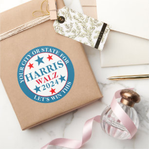 Harris Walz 2024 Lets Win This Custom Election Classic Round Sticker