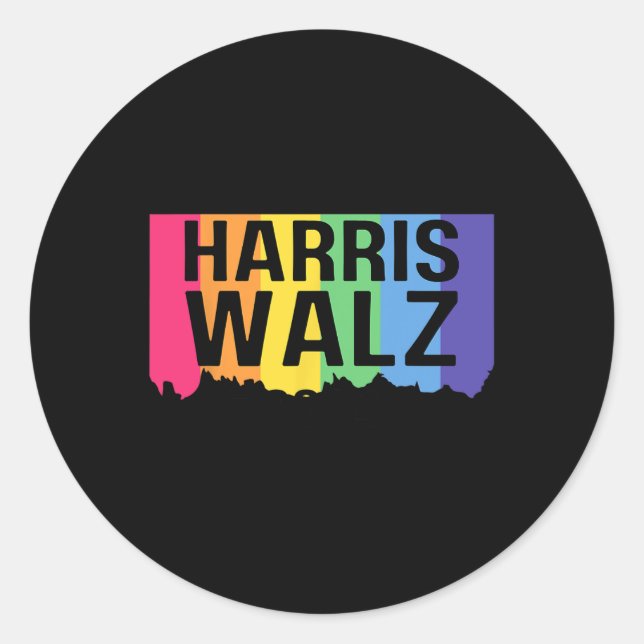 Harris Walz 2024 Lgbtq Gay Pride Rainbow Kamala Ha Classic Round Sticker (Front)