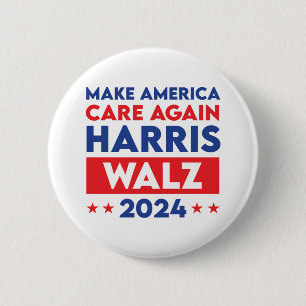 Harris Walz 2024 Make America Care Again 6 Cm Round Badge