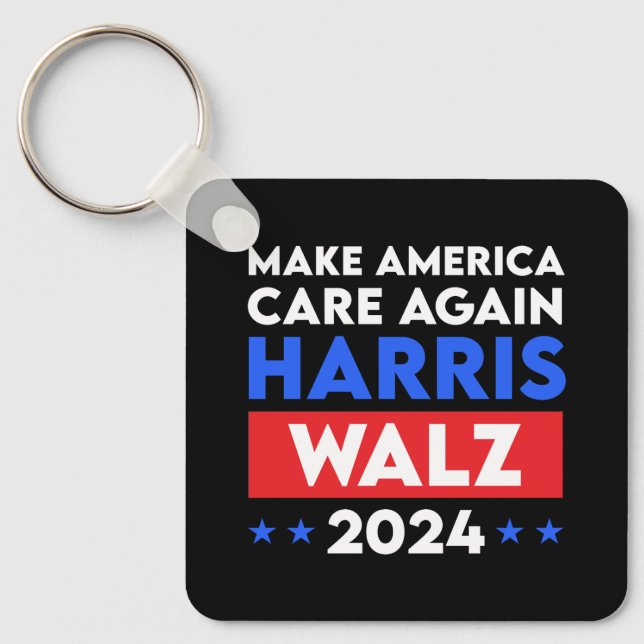 Harris Walz 2024 Make America Care Again Key Ring (Front)