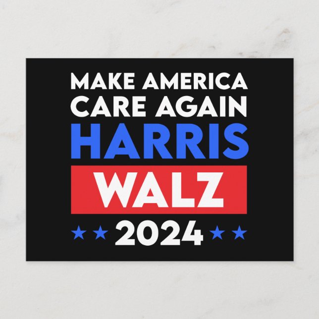 Harris Walz 2024 Make America Care Again Postcard (Front)