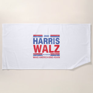 Harris Walz 2024 Make America Kind Again  Beach Towel