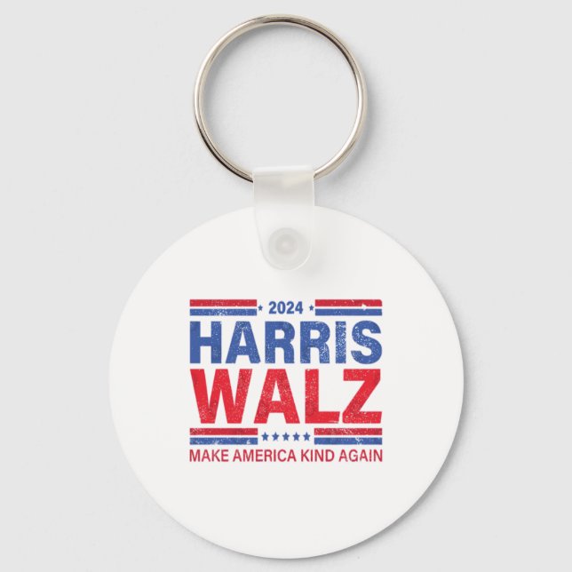 Harris Walz 2024 Make America Kind Again  Key Ring (Front)