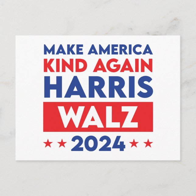 Harris Walz 2024 Make America Kind Again Postcard (Front)