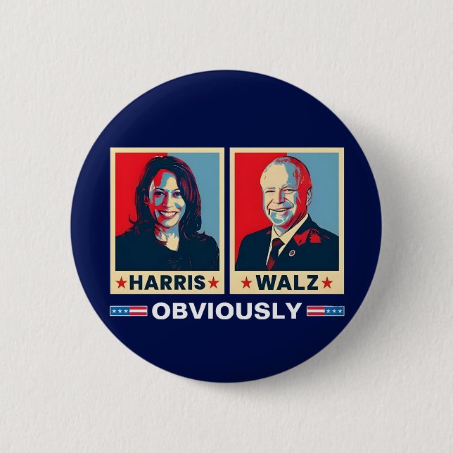 Harris Walz 2024 Obviously 6 Cm Round Badge (Front)
