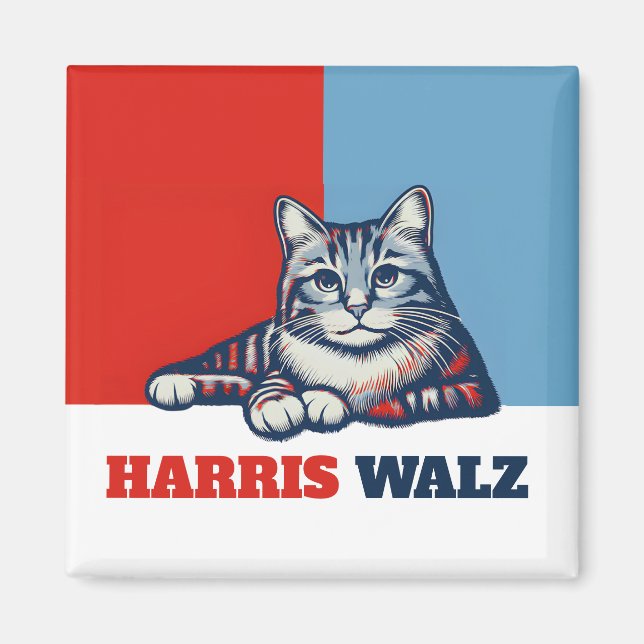 Harris Walz 2024 Obviously Cat Magnet (Front)