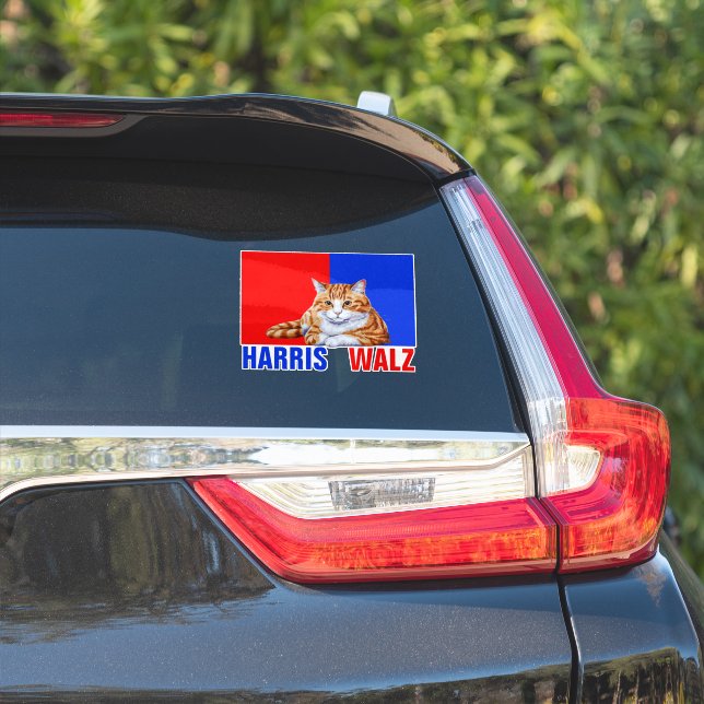 Harris Walz 2024 Obviously Cat Red Blue (Car Side)