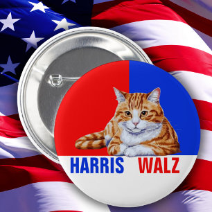 Harris Walz 2024 Obviously Cat Red Blue 6 Cm Round Badge