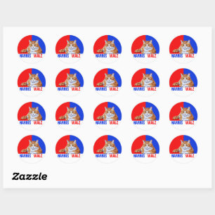 Harris Walz 2024 Obviously Cat Red Blue Classic Round Sticker