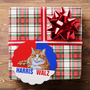 Harris Walz 2024 Obviously Cat Red Blue Tree Decoration Card