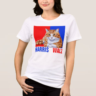 Harris Walz 2024 Obviously Cat Red Blue Tri-Blend Shirt