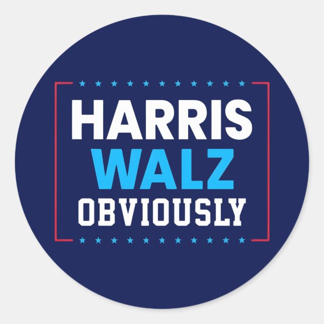 Harris Walz 2024 Obviously Classic Round Sticker (Front)