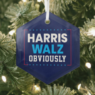 Harris Walz 2024 Obviously Glass Tree Decoration