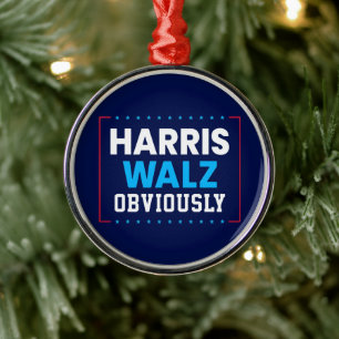 Harris Walz 2024 Obviously Metal Tree Decoration