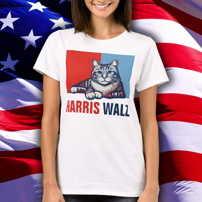 Harris Walz 2024 Obviously Red Blue Cat T-Shirt (Creator Uploaded)