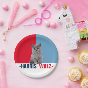 Harris Walz 2024 Obviously Red Blue Paper Plate