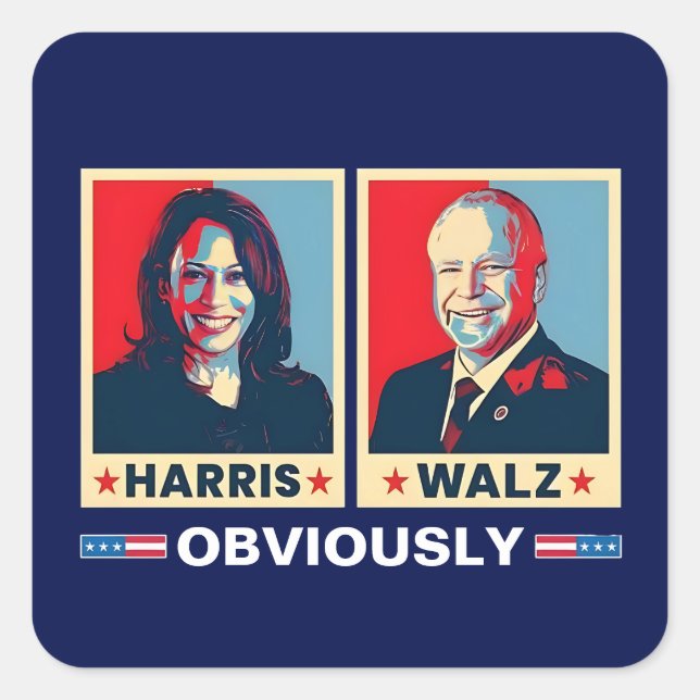 Harris Walz 2024 Obviously Square Sticker (Front)