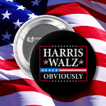 Harris Walz 2024 Obviously | Tim Walz 6 Cm Round Badge<br><div class="desc">Harris Walz 2024 Obviously</div>