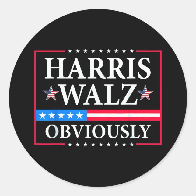 Harris Walz 2024 Obviously | Tim Walz Classic Round Sticker (Front)