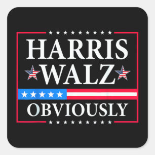 Harris Walz 2024 Obviously   Tim Walz Square Sticker
