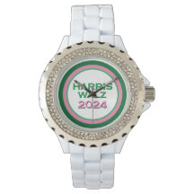 HARRIS WALZ 2024 Pink and Green Rhinestone Accent