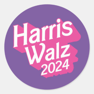 Harris Walz 2024 Pink Classic Round Sticker