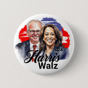 Harris Walz 2024 Presidential Election 6 Cm Round Badge