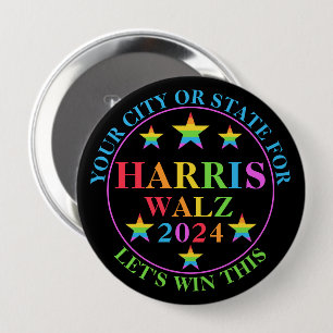 Harris Walz 2024 Pride Custom Election Political 10 Cm Round Badge