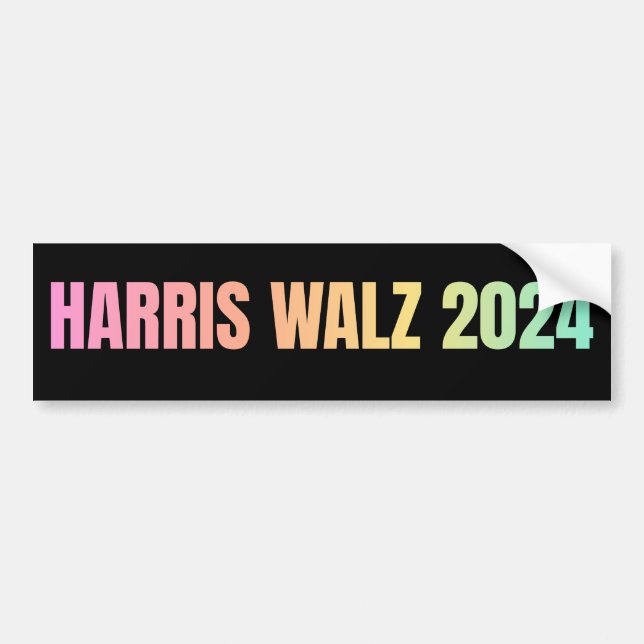 Harris Walz 2024 Rainbow Bumper Sticker (Front)