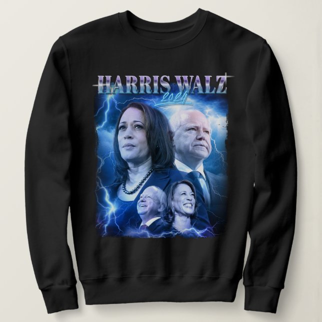 Harris Walz 2024 Retro 90s Style Sweatshirt (Design Front)