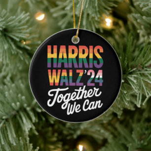 Harris Walz 2024 Together We Can Election LGBTQIA  Ceramic Tree Decoration