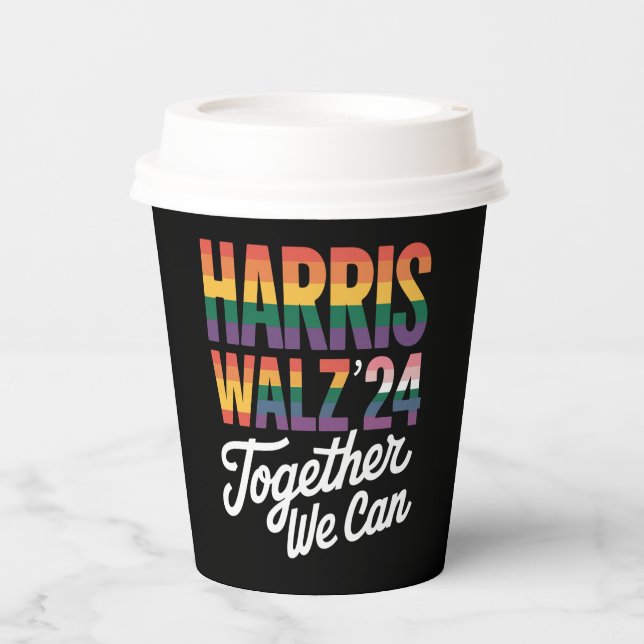 Harris Walz 2024 Together We Can Election LGBTQIA  Paper Cups (Front)