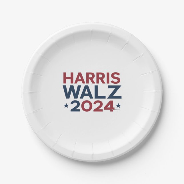 Harris walz 2024 trending design  paper plate (Front)