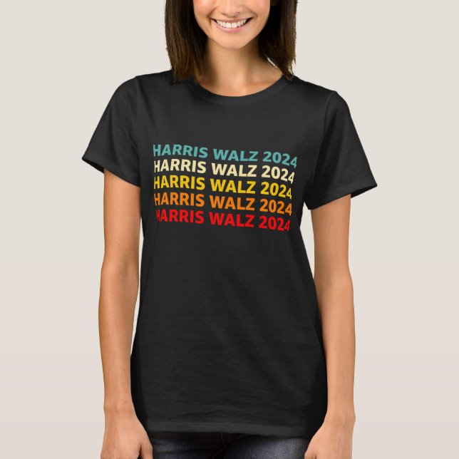 Harris Walz 2024 US American Flag T-Shirt (Front)