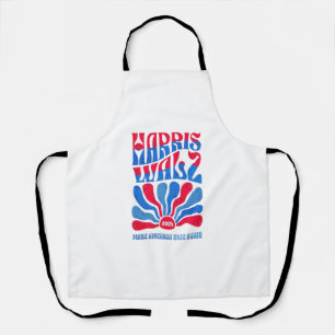 Harris Walz 2024 Vintage Boho Groovy Retro red Blu Apron