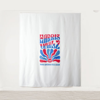 Harris Walz 2024 Vintage Boho Groovy Retro red Blu Tapestry