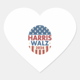 HARRIS WALZ 24 DEMOCRACY 2024  HEART STICKER