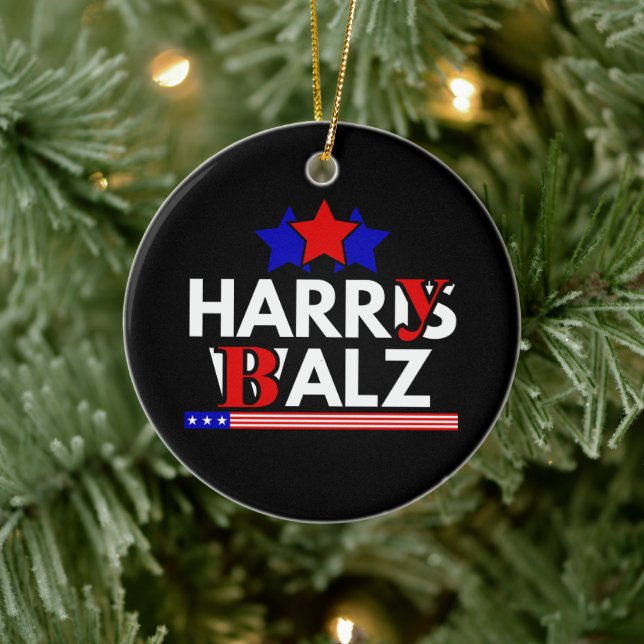 Harris Walz 24 Harry Balz 2024 Meme Democratics Ceramic Tree Decoration (Tree)