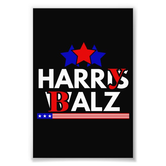 Harris Walz 24 Harry Balz 2024 Meme Democratics Photo Print (Front)