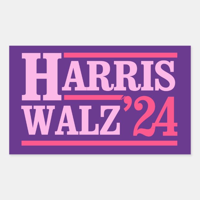 Harris Walz '24 Pink Rectangular Sticker (Front)