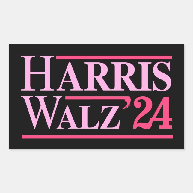 Harris Walz '24 Pink Rectangular Sticker (Front)