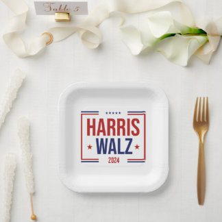 Harris Walz Campaign Election Paper Plate