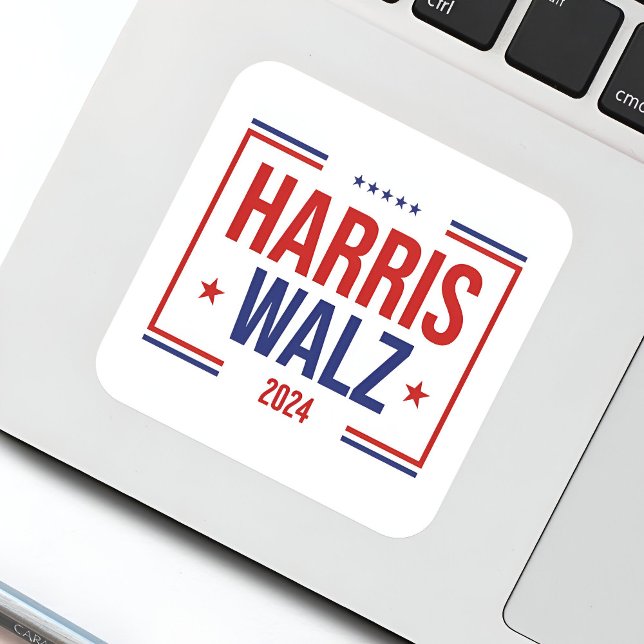 Harris Walz Campaign Election Square Sticker (Harris Walz Campaign Election Square Sticker on a Laptop
)
