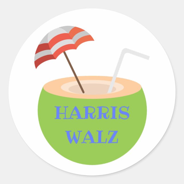 Harris Walz Cocnut Drink Sticker (Front)