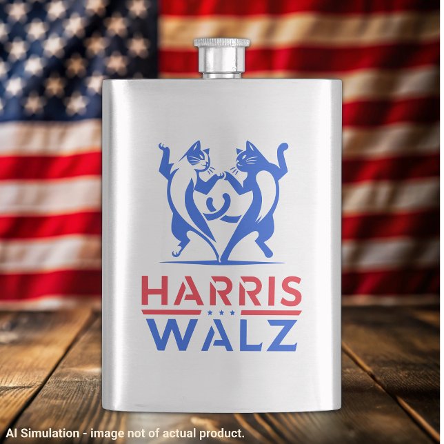 Harris Walz - Dancing Cats Classic Stainless Steel Hip Flask (Creator Uploaded)