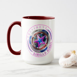 Harris-Walz Dual Pink Stamp Medallion Mug