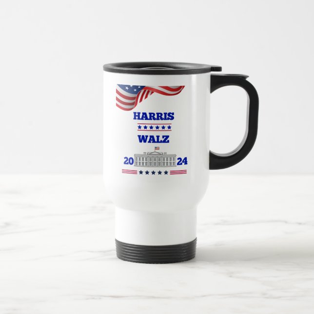 Harris Walz , Election 2024 Campaign Gift,  Travel Mug (Right)