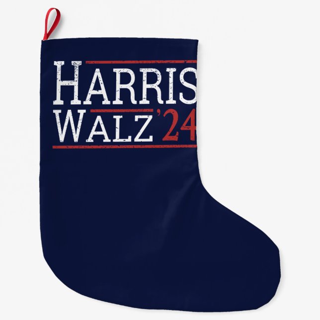 Harris Walz Election 2024 I Large Christmas Stocking (Front)